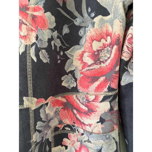 Anthropologie Solitaire Emilie Floral Faux Sueded Kimono Open Jacket S Black Pin - Picture 5 of 13